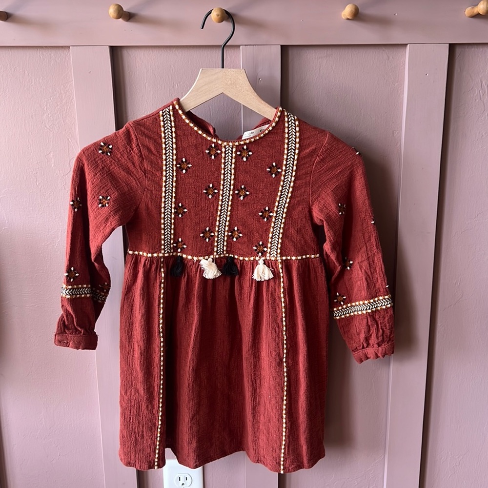 Zara embroidered fall dress